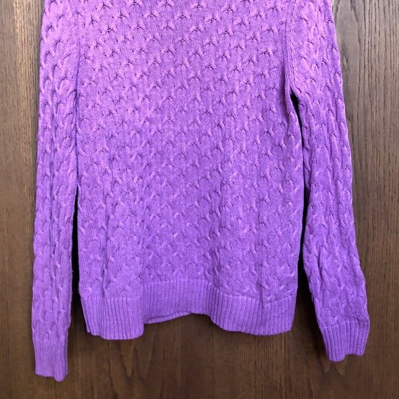 Croft & Barrow Women's Cable Knit Ribbed Turtleneck Sweater Medium Purple Cotton - Picture 2 of 15